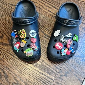 CROCS Kids Black Slippers with Colorful Charms
